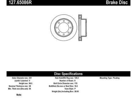 StopTech 00-05 Ford Excursion 4WD   99-04 F250 F350 Pickup Front Slotted & Drilled Right Rotor Sale