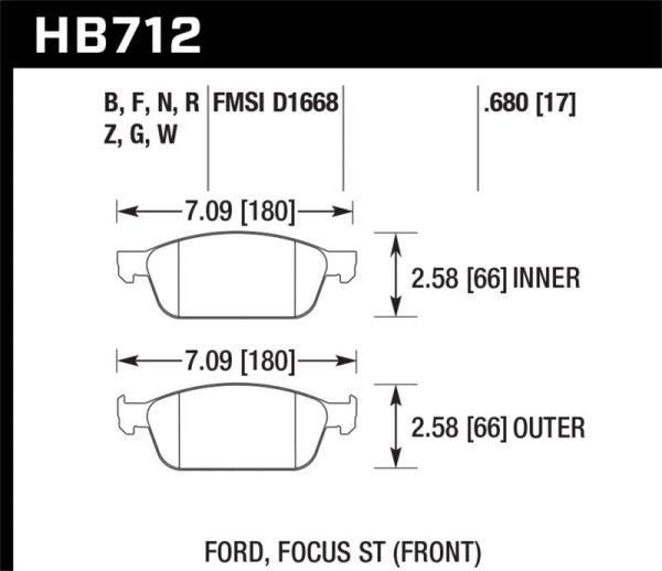 Hawk 13 Ford Focus DTC-60 Front Race Brake Pads Discount