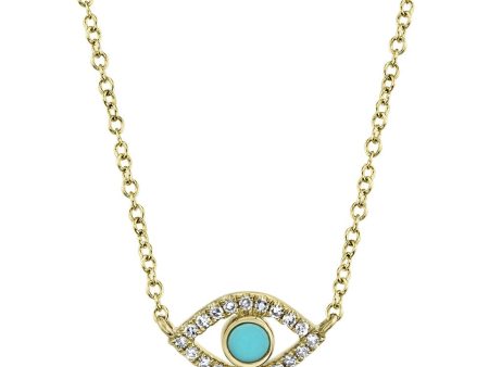 0.06CT DIAMOND & 0.07CT COMPOSITE TURQUOISE EYE NECKLACE Online Sale