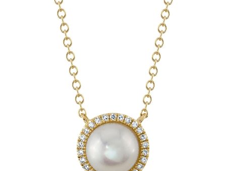 0.08CT DIAMOND & CULTURED PEARL NECKLACE Sale