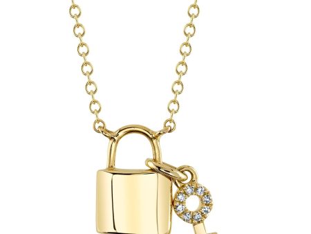 0.02CT DIAMOND LOCK & KEY NECKLACE For Sale