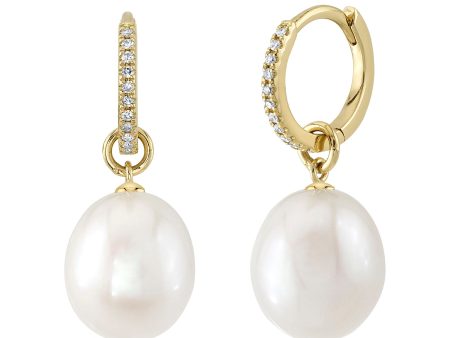 0.06CT DIAMOND & CULTURED PEARL EARRING For Discount