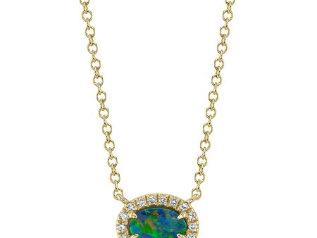 0.05CT DIAMOND & 0.33CT OPAL NECKLACE Cheap