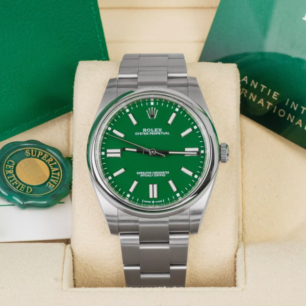 Rolex Oyster Perpetual 41MM Green Dial 124300 New For Discount