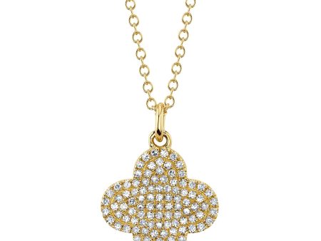 0.23CT DIAMOND PAVE CLOVER NECKLACE For Cheap