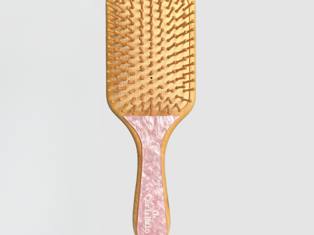 Bamboo Paddle Hair Brush | Pink Marble Brush Cheap