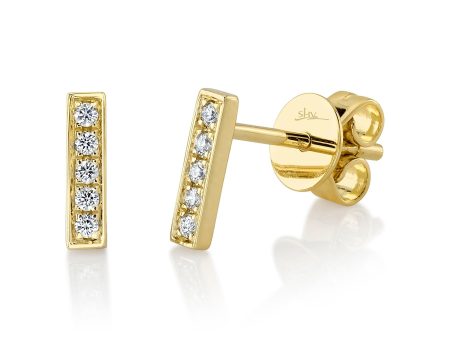 0.08CT DIAMOND BAR STUD EARRING Online now