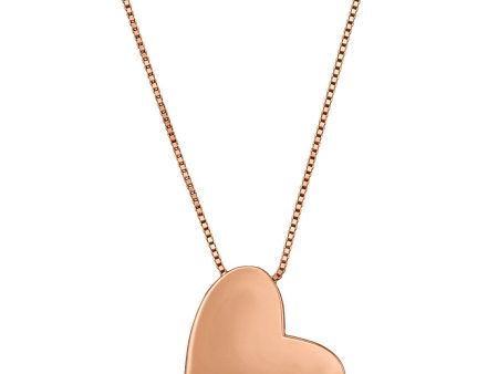 14KT Rose Gold 17-inch Heart Pendant For Discount