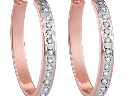 Diamond Fascination 14KT Rose Gold 21X26MM Diamond Accent Hoop Earrings For Cheap