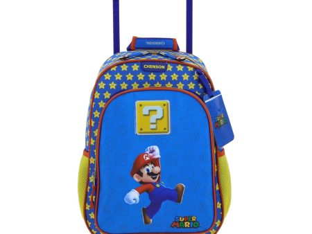 Mochila Con Ruedas Azul Mario Bros Para Niño Chenson Powp Online