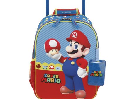 Mochila Azul Mario Bros Con Ruedas Chica Para Niño Chenson Mush Sale