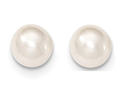 9MM Round Fresh Water Pearl Stud Earrings in 14KT Yellow Gold Supply