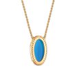 Frank Ronay Collection Blue Agate and Cubic Zirconia 20X15MM 18-inch Virgen Milagrosa Pendant in 18KT Yellow Gold Plated Sterling Silver Online Hot Sale