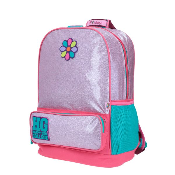 Mochila Chenson Glitter Rosa Happy Girl Con Porta Tablet Fashion