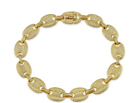 Luxe Layers 14KT Yellow Gold Plated Sterling Silver Cubic Zirconia 8.5-inch 10MM Anchor Link Bracelet Hot on Sale