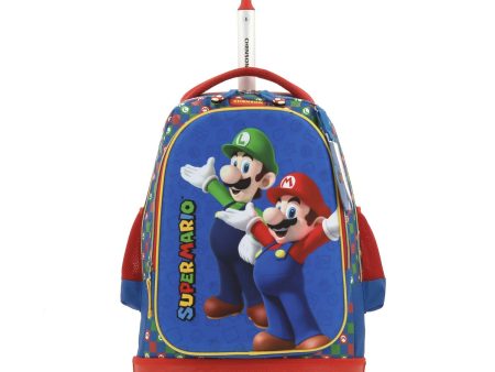 Mochila Con Ruedas Azul Mario Bros Para Niño Chenson Armin Hot on Sale