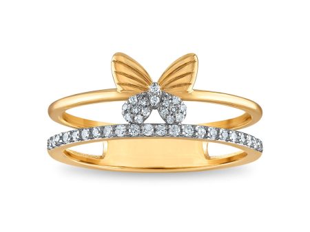 1 7 CTW Diamond Butterfly Ring in 10KT Yellow Gold Sale