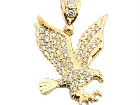 10KT Yellow Gold Cubic Zirconia Eagle Charm. Chain not Included For Cheap