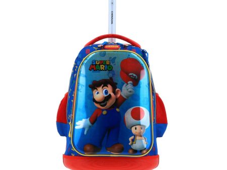 Mochila Con Ruedas Azul Mario Bros Para Niño Chenson Aury Fashion