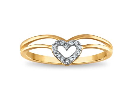 Diamond Accent Heart Ring in 10KT Yellow Gold Cheap