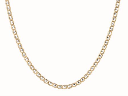 14KT Yellow Gold With Rhodium Plating 22-inch 5.25MM Diamond-cut Pave Anchor Link Chain Sale