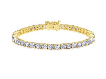 Crislu 18KT Yellow Gold Plated Sterling Silver Cubic Zirconia 8.5-inch Tennis Bracelet Hot on Sale