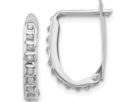 Diamond Fascination 14KT White Gold 15MM Diamond Accent Hoop Earrings For Cheap