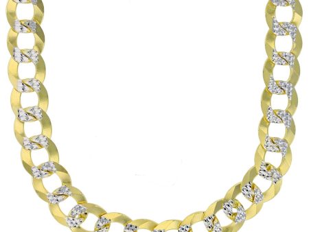 14KT White and Yellow Gold 26-inch 10.5MM Cuban Link Pave Chain Discount