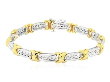 1 30 CTW Diamond 7-inch Tennis Bracelet in Gold Plated Sterling Silver Online now