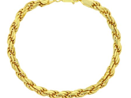 Luxe Layers 14KT Yellow Gold Plated Sterling Silver 8.5-inch 5.7MM Diamond-cut Rope Bracelet Online Hot Sale