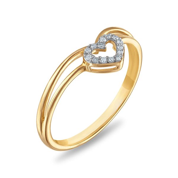 Diamond Accent Heart Ring in 10KT Yellow Gold Cheap