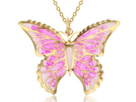 14KT Yellow Gold 18-inch Butterfly Pendant on Sale