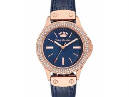 Juicy Couture with 38X38 MM Blue Round Dial Silicone Band Strap; JC-1008RGNV Cheap