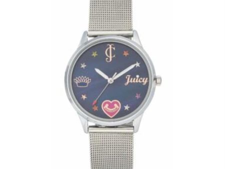 Juicy Couture with 36X36 MM Blue Round Dial Stainless Steel Watch Band; JC-1025BMSV For Sale