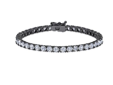 Crislu Black Rhodium Plated Sterling Silver Cubic Zirconia 8.5-inch Tennis Bracelet on Sale