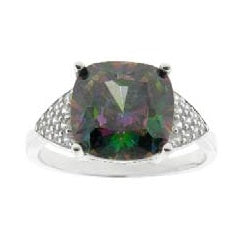 10MM Mystic Topaz and White Topaz Ring in Sterling Silver Online