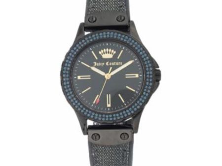 Juicy Couture with 38X38 MM Black Round Dial Silicone Band Strap; JC-1009BKGY Online Hot Sale