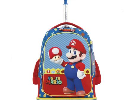 Mochila Azul Mario Bros Con Ruedas Para Niño Chenson Mush Online now