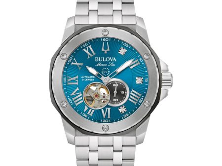 Bulova Marine Star Marc Anthony Collection Watch with 38MM Blue Dial and Stainless Steel Bracelet. 98D184 For Discount