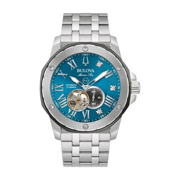 Bulova Marine Star Marc Anthony Collection Watch with 38MM Blue Dial and Stainless Steel Bracelet. 98D184 For Discount