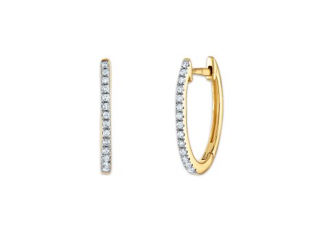 1 10 CTW Diamond Oval Hoop Earrings in 10KT Yellow Gold Online