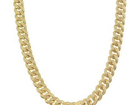 Luxe Layers 14KT Yellow Gold Plated Sterling Silver Round Cubic Zirconia 30-inch 11.7MM Curb Chain Hot on Sale