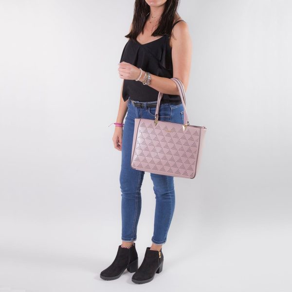 Tote Rosa Con Estoperoles Circulares Gorett For Discount