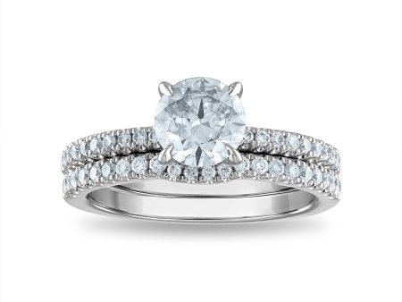 Signature EcoLove 1-1 2 CTW Lab Grown Diamond Bridal Set Ring in 14KT White Gold For Sale