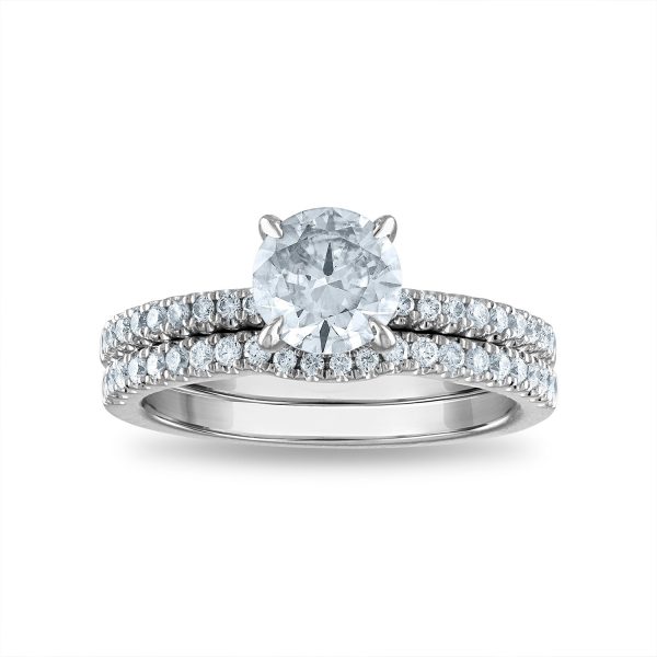 Signature EcoLove 1-1 2 CTW Lab Grown Diamond Bridal Set Ring in 14KT White Gold For Sale