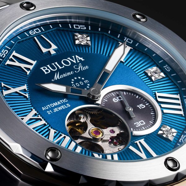 Bulova Marine Star Marc Anthony Collection Watch with 38MM Blue Dial and Stainless Steel Bracelet. 98D184 For Discount