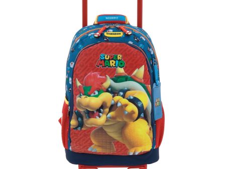 Mochila Con Ruedas Azul Grande Mario Bros Para Niño Chenson Wers Online now