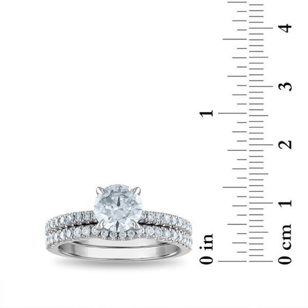 Signature EcoLove 1-1 2 CTW Lab Grown Diamond Bridal Set Ring in 14KT White Gold For Sale