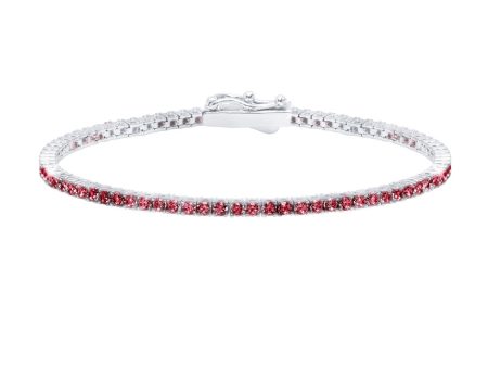 Crislu Platinum Plated Sterling Silver 2MM Cubic Zirconia 7-inch Tennis Bracelet Online Hot Sale