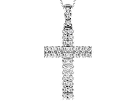 10KT White Gold 1 2 CTW Diamond 18-inch 37X18MM Cross Pendant Online